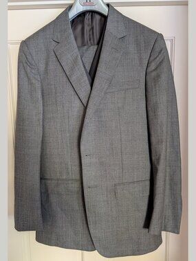 NWOT Lutwyche Savile Row 3-Piece Light Gray Wool Full Canvas Suit England 40R